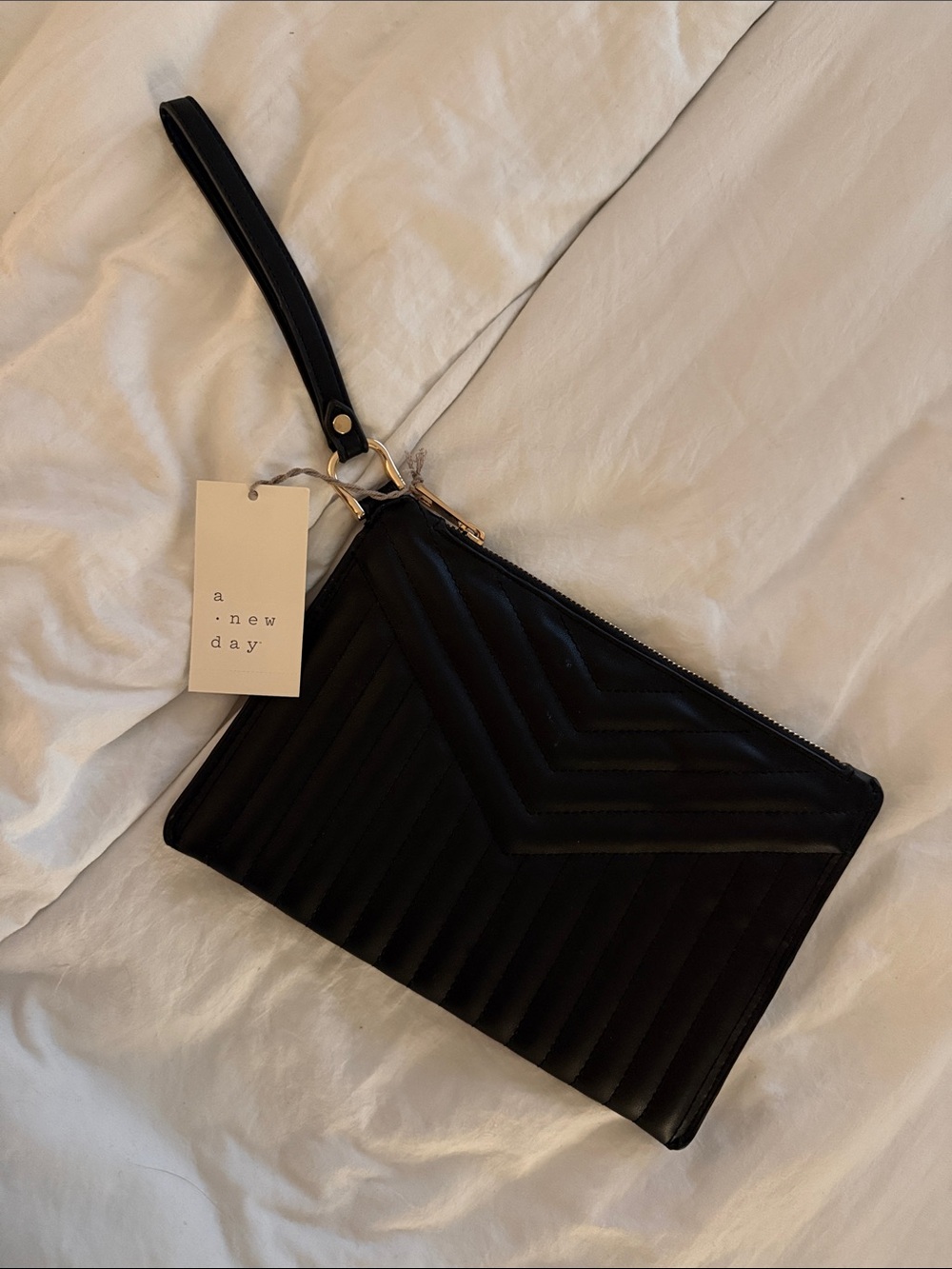 a new day Black Quilted Wristlet Clutch
